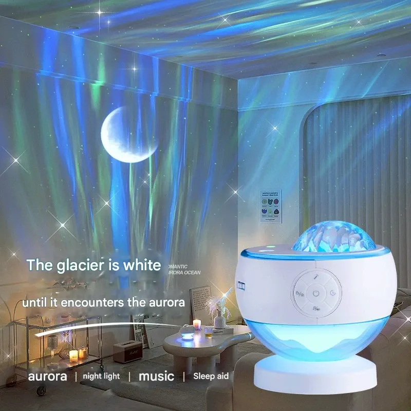 Star Projector with Aurora & Wave Light, Bluetooth Speaker, and Night Light