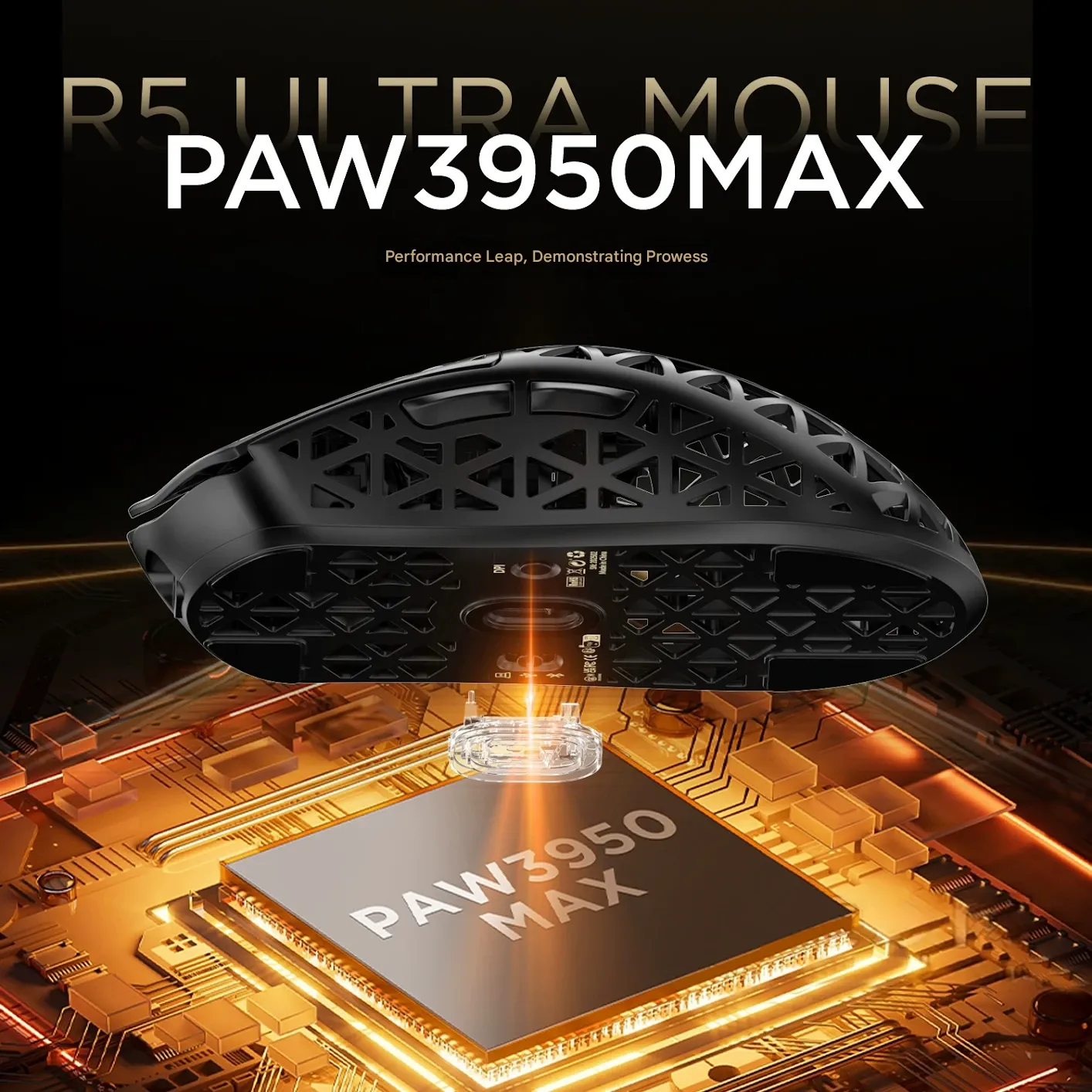 Attack Shark R5 Ultra Carbon Fiber Wireless Mouse - Ultra-Lightweight PAW3950 Gaming Mouse with Triple-Mode Connectivity (Bluetooth  2.4G  Wired) & 8K Polling Rate