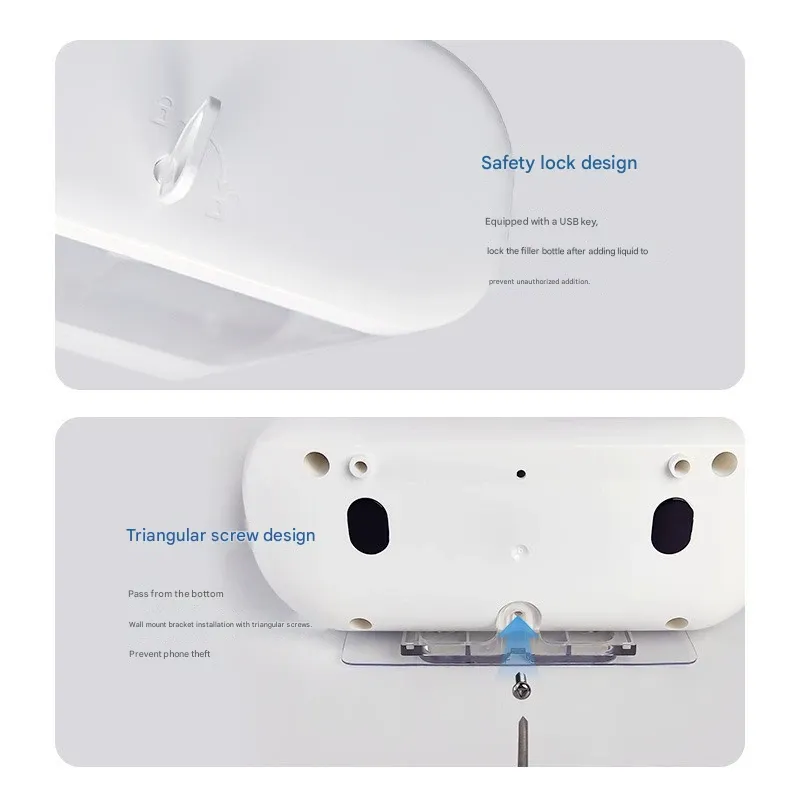 New Non-drill Dual-head Induction Hand Wash Dispenser  Large Capacity Hotel Soap Dispenser  Household Kitchen Wall-mounted Dish Detergent Dispenser