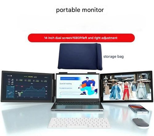 14-inch Dual-Screen Portable Monitor | One-Cable Dual Triple-Screen Laptop Extension Display
