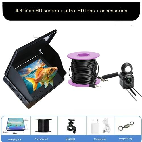 Underwater Fish Finder Display, Fishing Camera Screen with Night Vision, Waterproof HD Camera