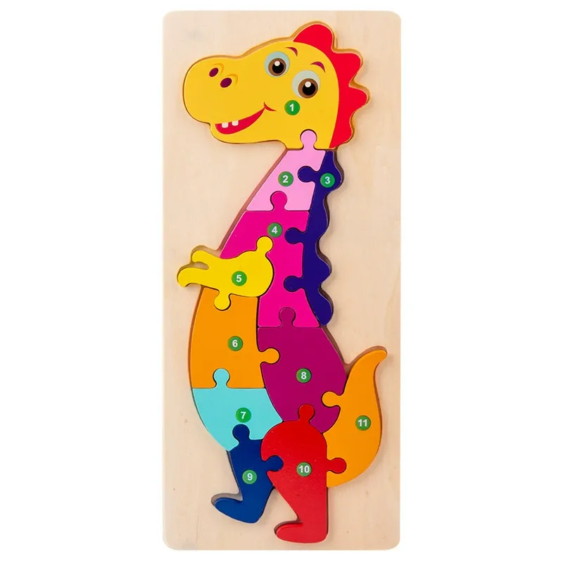 Wooden Large Animal 3D Puzzle Lock - Educational Early Learning Toy for Kindergarten Children