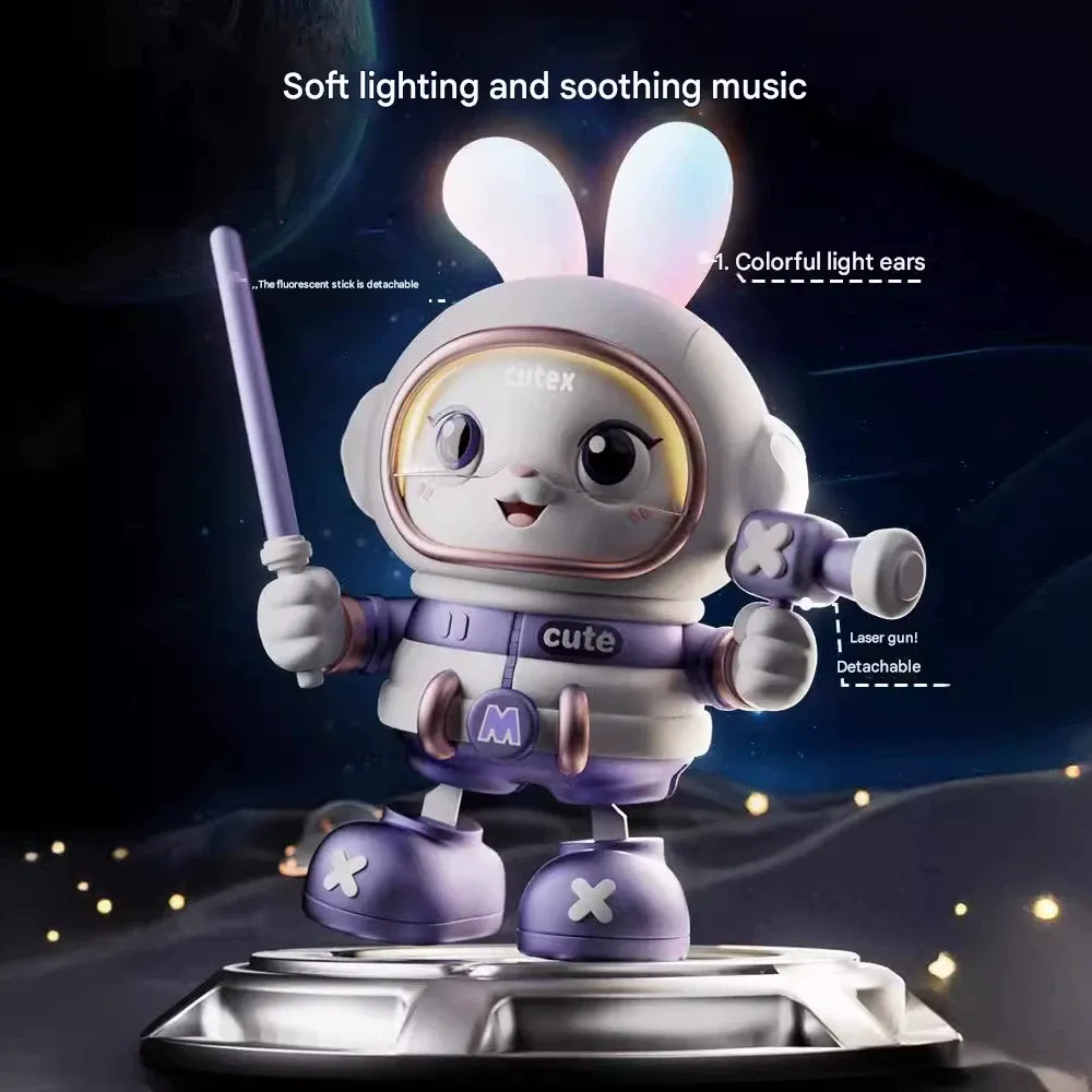Space Rabbit Toy: Singing and Dancing Plush Bunny for Infant Tummy Time