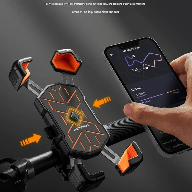 RockBros Electric Bike Phone Mount  Motorcycle & Delivery Anti-Shock Handlebar Holder  Universal GPS Navigation Stand for Bicycles E-Bikes Delivery Riders