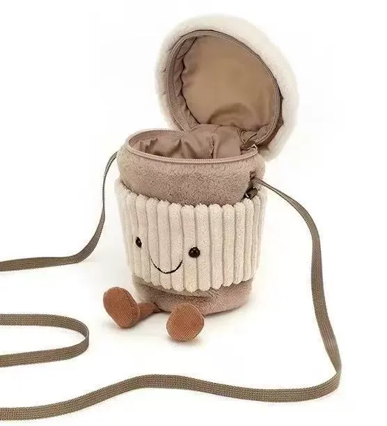 Coffee Milk Tea Bag, New Style Plush Crossbody Bag, Ins Fashion Portable Toy Cup Sling Bag
