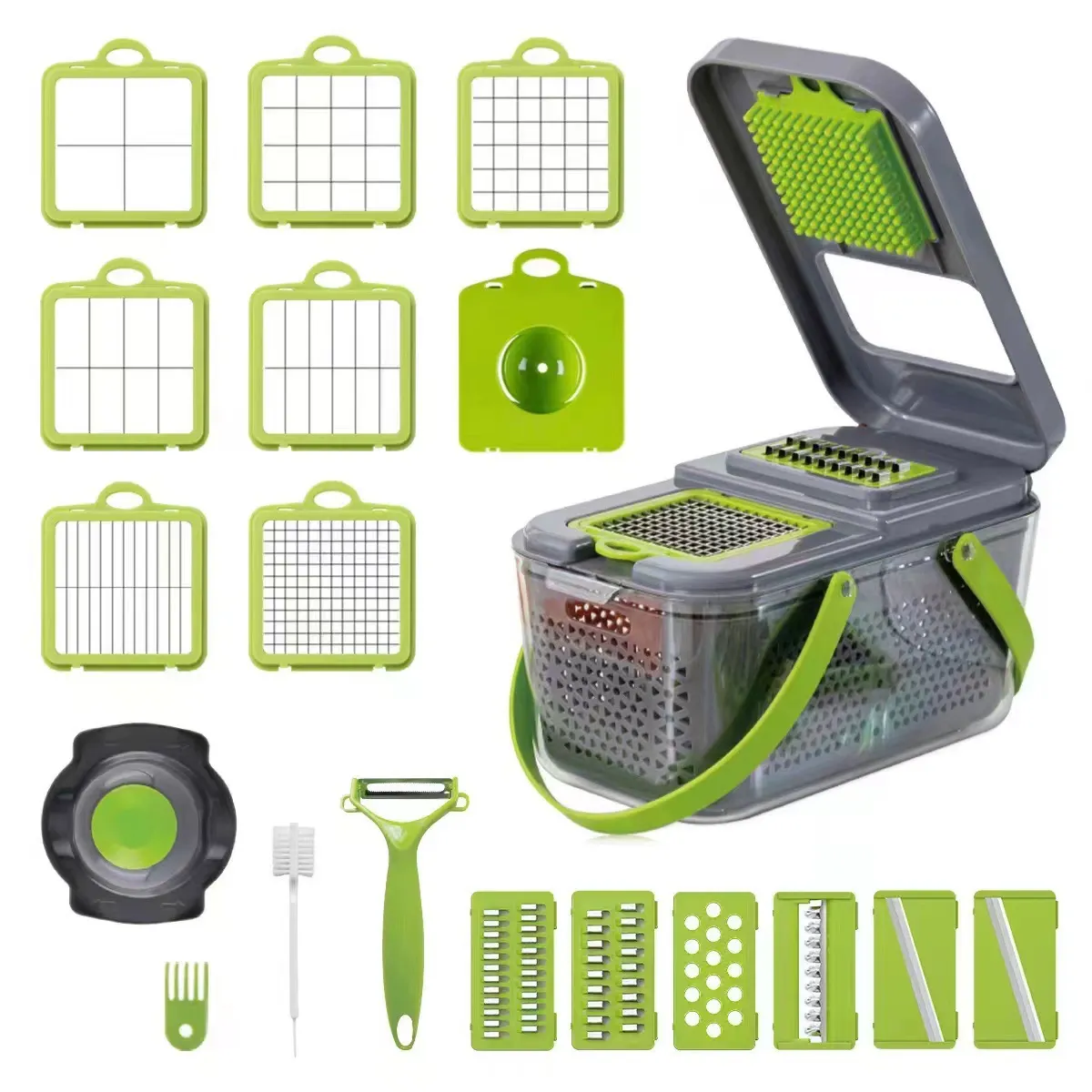 Household Vegetable Chopper Pro - 22-Piece Multi-Functional Food Slicer with Storage Container (Storm Rapid Chopper)