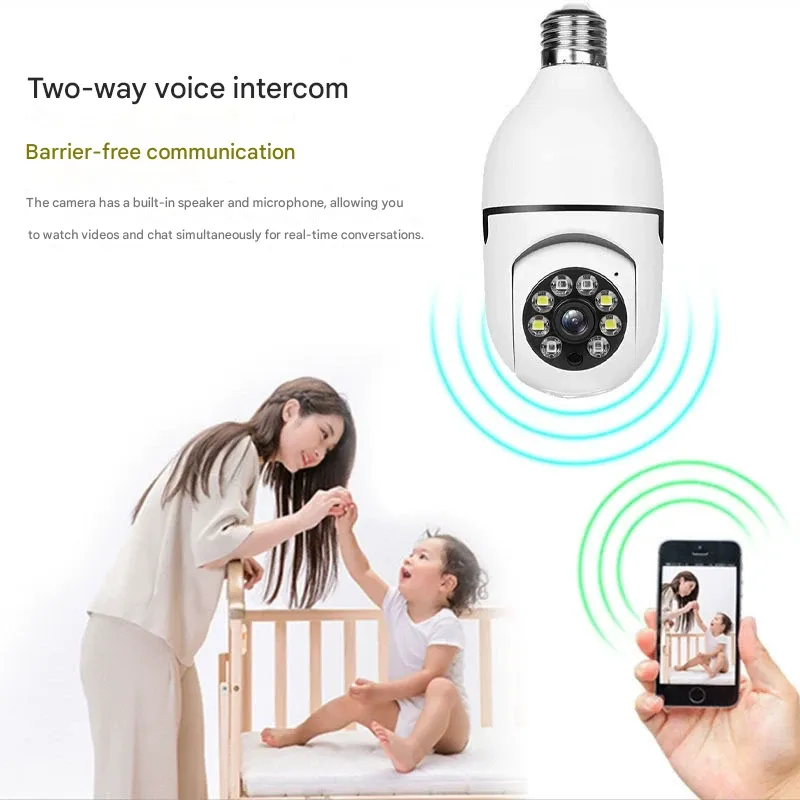 2-megapixel, dual-band 5G, E27 light bulb security camera, wireless WiFi high-definition full-color night vision monitor