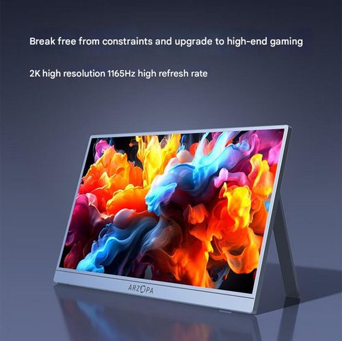 ARZOPA 16.1-inch 2K Portable Monitor with 165Hz Refresh Rate & Wide Color Gamut - External Display for Laptop PC & Smartphone