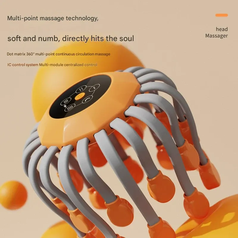 Head Massager – Electric 20-Claw Octopus Scalp Massager, Sleep Acupressure Relaxation Device, Stress Relief Head Massage Tool