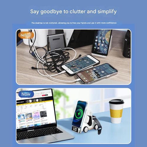 Desktop car wireless charging mobile phone holder Apple mobile phone earphone watch fast charging three in one wireless charger