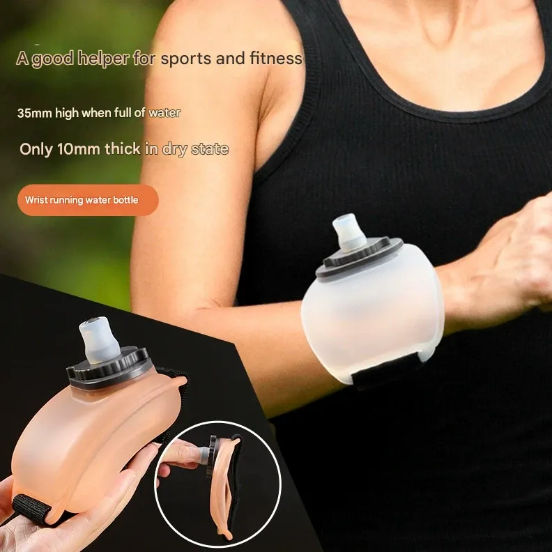 Silicone Sports Water Bottle with Wrist Strap - Food-Grade, Portable for Outdoor Cycling, Running, and Hiking