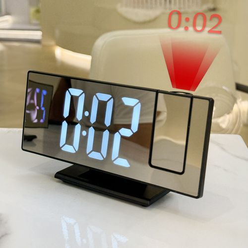 Mirror Projection Clock with Alarm, Digital Temperature, and Premium Feel for Desk & Living Room