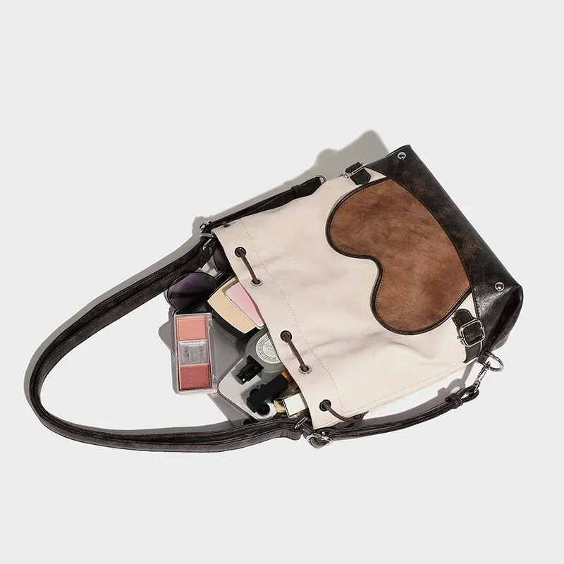 Relaxed Patchwork Sweet-Edgy Convertible Tote Backpack  Retro Oversized Tote Bag – Bold & Spacious