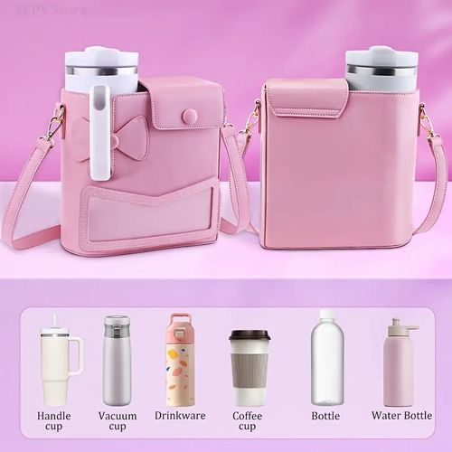 Hot selling outdoor portable shoulder strap water cup protective cover universal crossbody pink water cup storage bag Stanley Purse