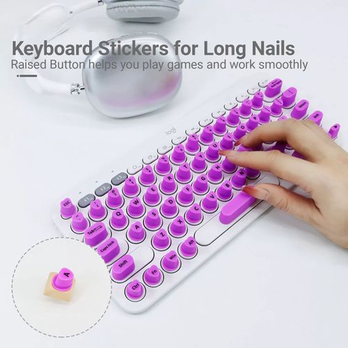 Keyboard Cover for Long Nails, Universal Silicone Keyboard Skin Protector with Nail Typing Aid for Laptop PC, Gaming Keyboard Cover