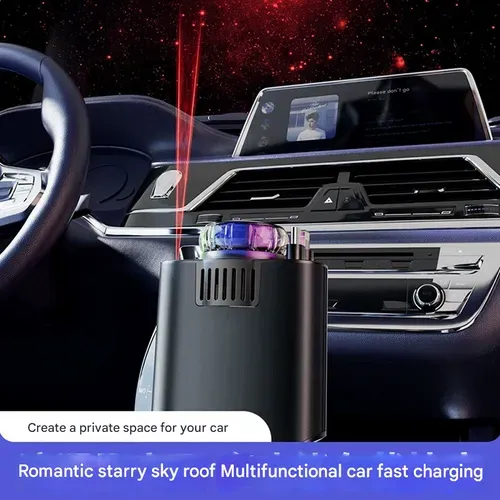 Smart Portable Car Air Freshener with Starlight Diffuser ,Intelligent Sensing & Atmosphere Lighting - Retractable Car Charger & Aromatherapy Diffuser ,Halloween Perfect Gift for Men