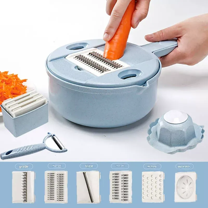 Multi-functional vegetable cutter that is gentle on hands  board-style potato shredder for thick strips, home-use grater.