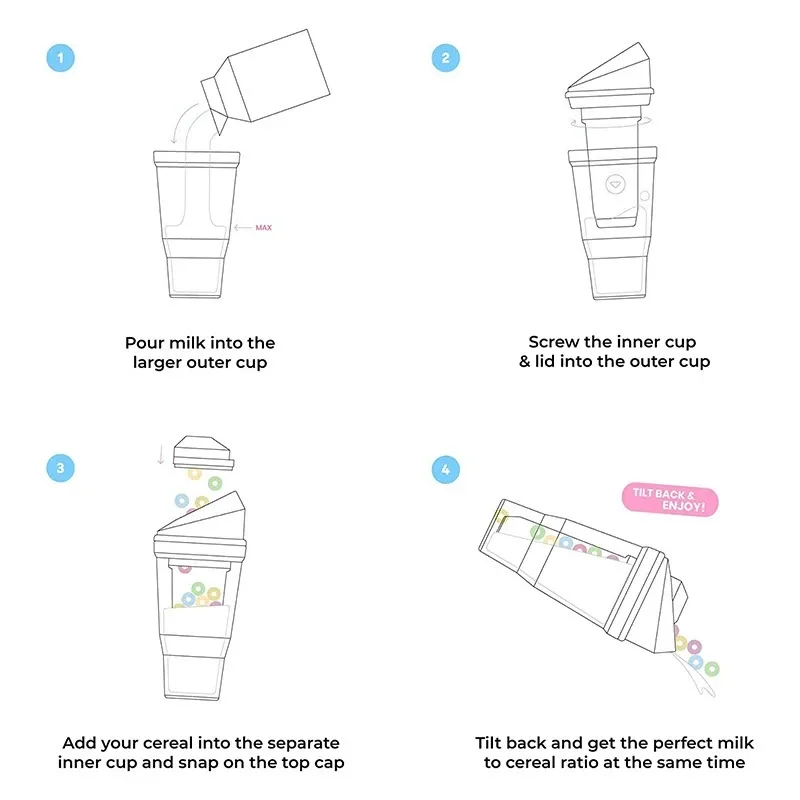 New Dual-Layer Breakfast Cup - Leak-Proof, Portable & Insulated Container for Cereal and Milk