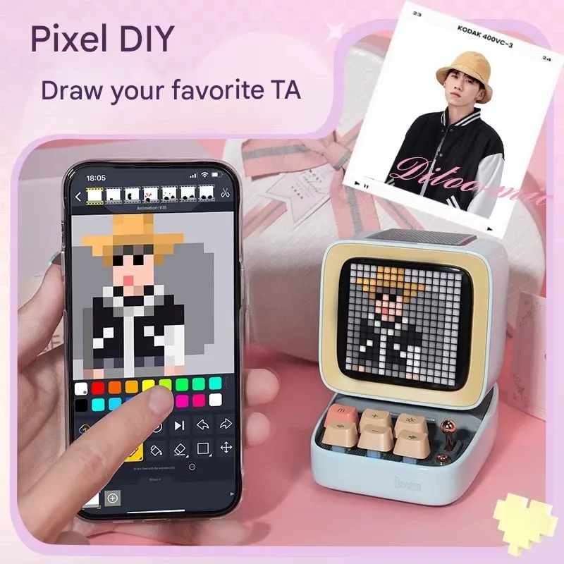 Divoom Mic - The Ultimate Cyberpunk Desktop Gadget!  Karaoke Speaker + 15 Retro Pixel Games + 9 Mic Voice Effects + Custom Pixel Art! The TOP1 Gift to Make Her Swoon!  If Your Boyfriend Gives You This, Prepare for Endless Praise!