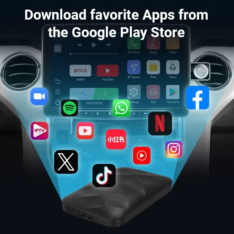 CarPlay Android Auto Adapter   4GB RAM + 32GB Storage, with Wireless CarPlay & Android Auto