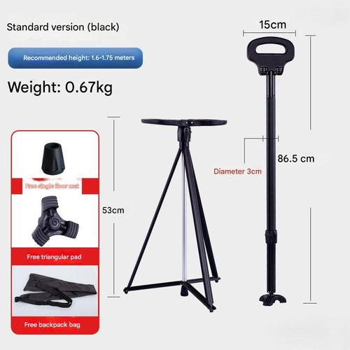 Multi-Functional Telescopic Walking Trekking Stick Poles Crutch Chair Seat Hiking Trekking Poles Aluminum Alloy Walking Cane