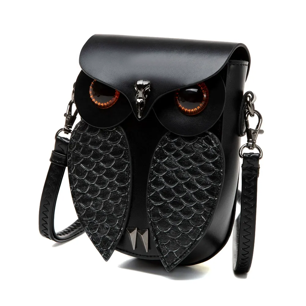 Punk Style Women's Shoulder Crossbody Bag  Creative Snake Pattern Patchwork Anchor Owl Handbag & Crossbody Bag