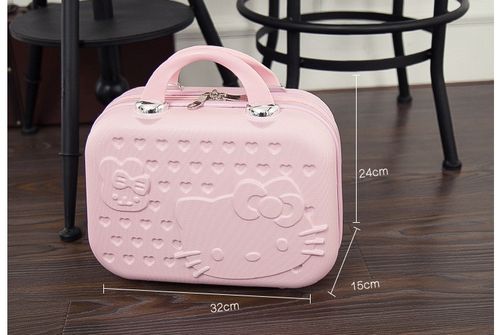 Korean-style Cute Cartoon Cat Makeup Case: 14-inch Carry-on Luggage  Small Travel Suitcase