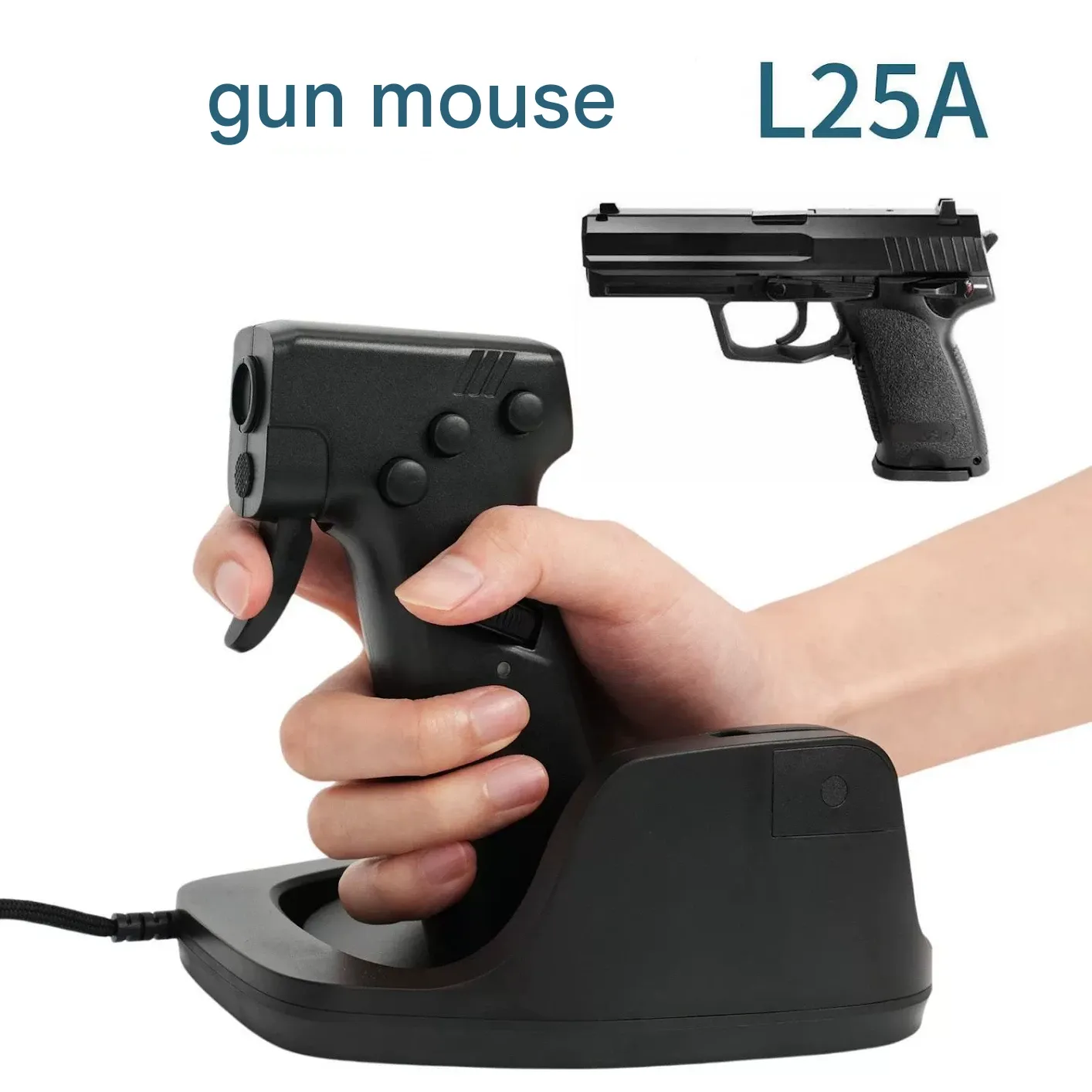 L25A Gun-Shaped Mouse - FPS Shooting Game Grip with Trigger, Vertical Wired Gaming Mouse, Pistol-Style Esports Peripheral