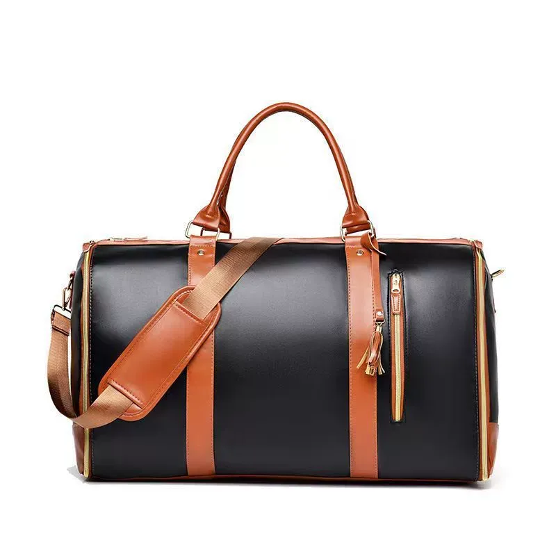 Multi-Functional Expandable Travel Bag - Foldable PU Leather Briefcase & Crossbody Sling for Business Trips