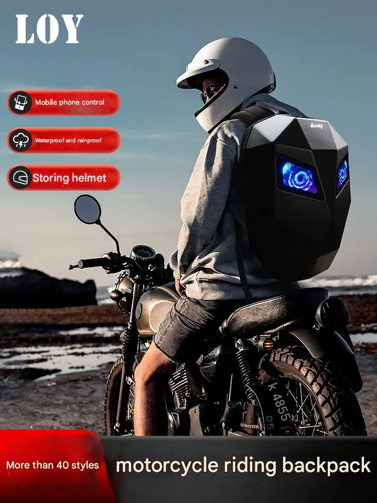 Urban Biker Backpack  LED Light-Up Backpack  Waterproof Travel Pack with Bluetooth