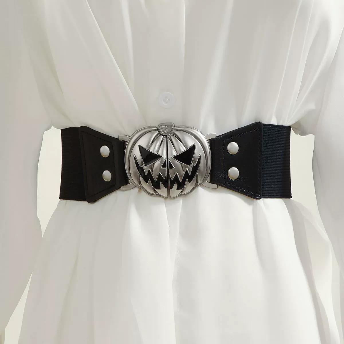 New Halloween Pumpkin Head Alloy Buckle Belt   Fashionable & Versatile Pumpkin Head Waist Cincher Accessory