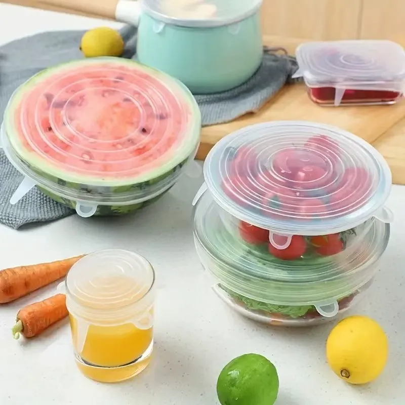 Reusable & Washable Silicone Food Covers - Food-Grade Seal Lids to Replace Plastic Wrap