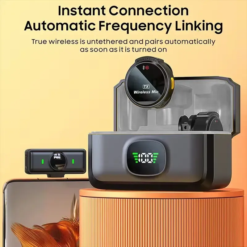 TYPEC  Wireless microphone, button wireless lapel microphone, mobile live streaming sound recording with noise reduction