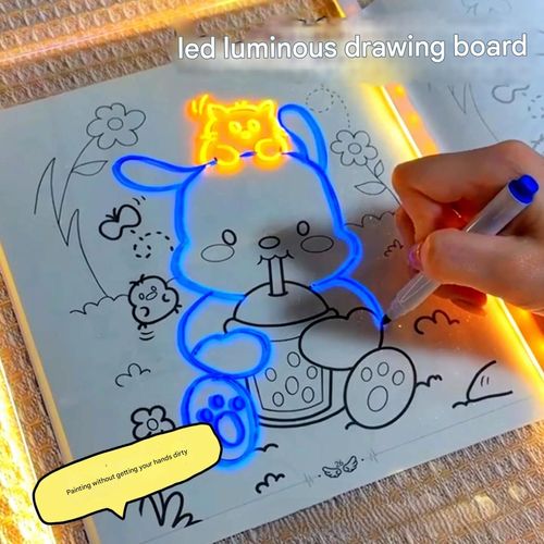 Children's Glow Drawing Board - DIY Reusable Transparent Acrylic Educational Brain Game for Kids' Painting Toys