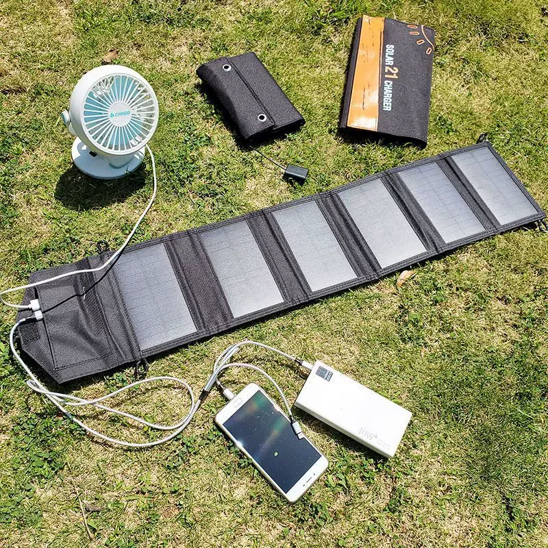 （5 power-generating solar panels）25W Monocrystalline Solar Panel Foldable Charger｜Portable Power for Outdoor Adventures, Charge Your Devices Anytime