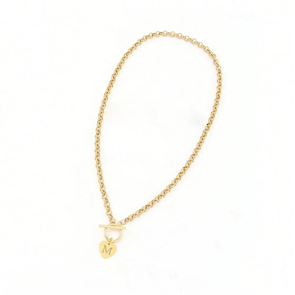 Heart Hollow Out Initial Pendant Necklace, Heart Shaped Necklace, Stainless Steel Chain Necklace for Women with OT Buckle, Elegant Fashion Jewelry for Party, Daily Decor, Trendy All-match & Exquisite Jewelry for Birthday Gift