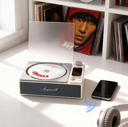 Bass Speaker CD Player with Bidirectional Bluetooth, Music Album Disc Playback, Portable and Rechargeable