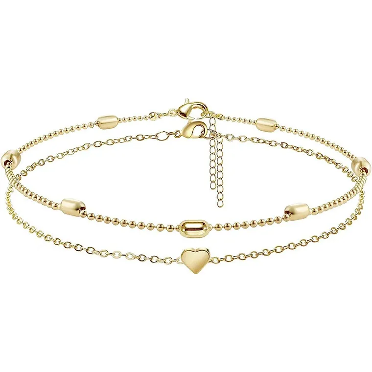 New Style Cute Heart Evil Eye Anklet, Simple and Elegant Double-Layer Anklet, Personalized Ankle Accessory