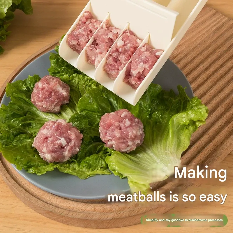 Home-use meatball maker, new four-in-one meatball making tool, non-stick kitchen tool for making fish balls and meatballs.