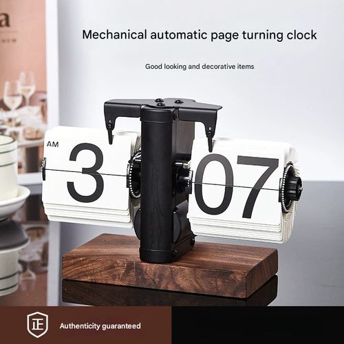 Luxury Automatic Flip Clock – Vintage Mechanical Desk Decor  Creative Digital Tabletop Clock for Living Room（No batteries included）