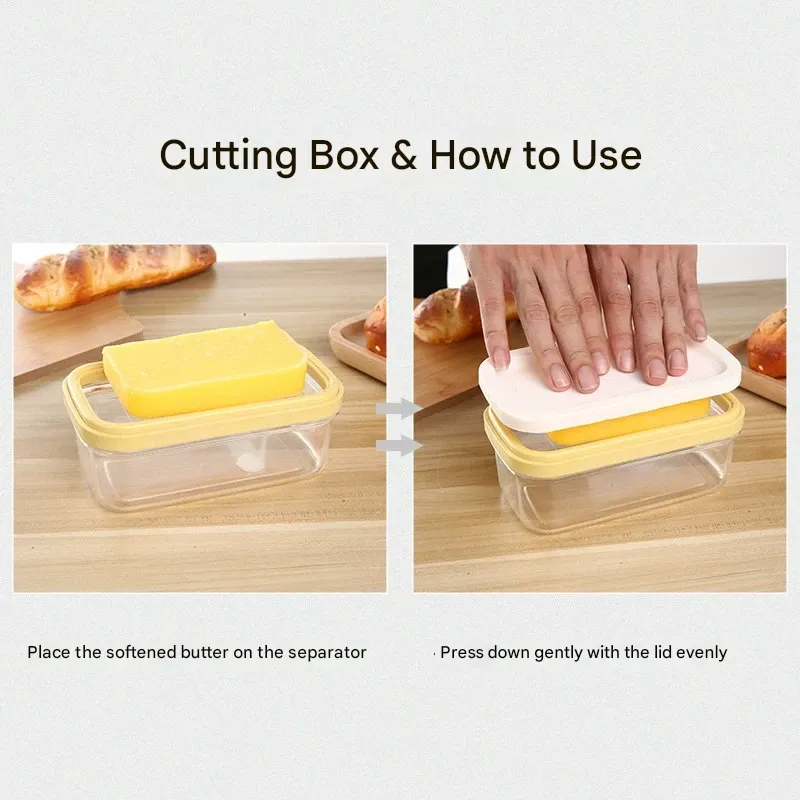 Butter and Cheese Cutting Keeper - Airtight Rectangular Storage Container with Cutter