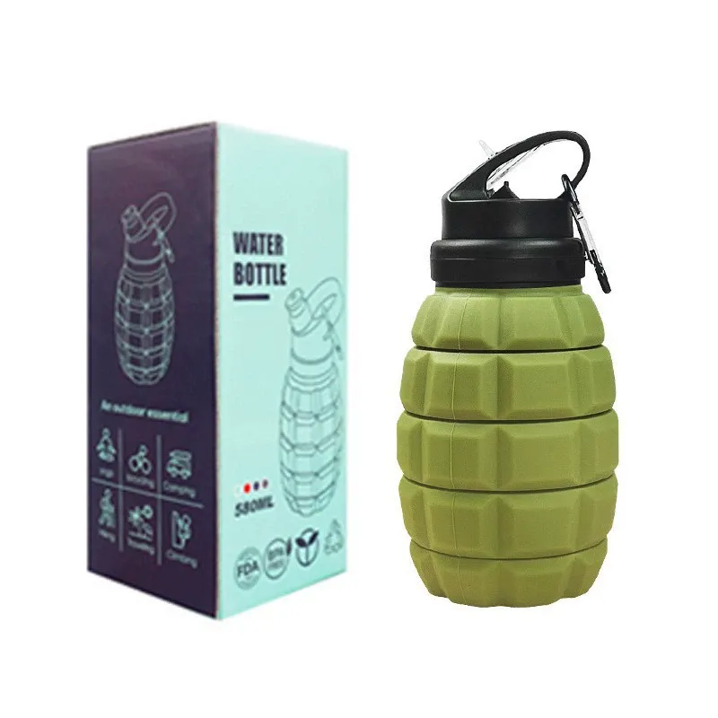 Collapsible 580ml Silicone Water Bottle - Leak-Proof Twist Cap for Outdoor Sports