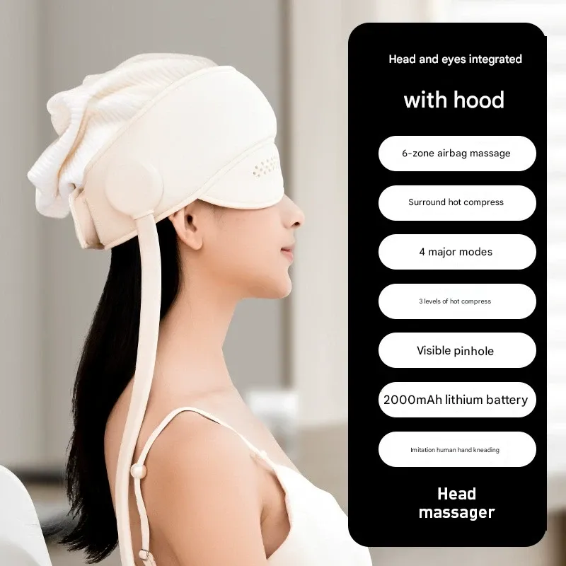 Head massager  sleep aid, soul extractor, electric decompression device for scalp massage, eye hot compress device