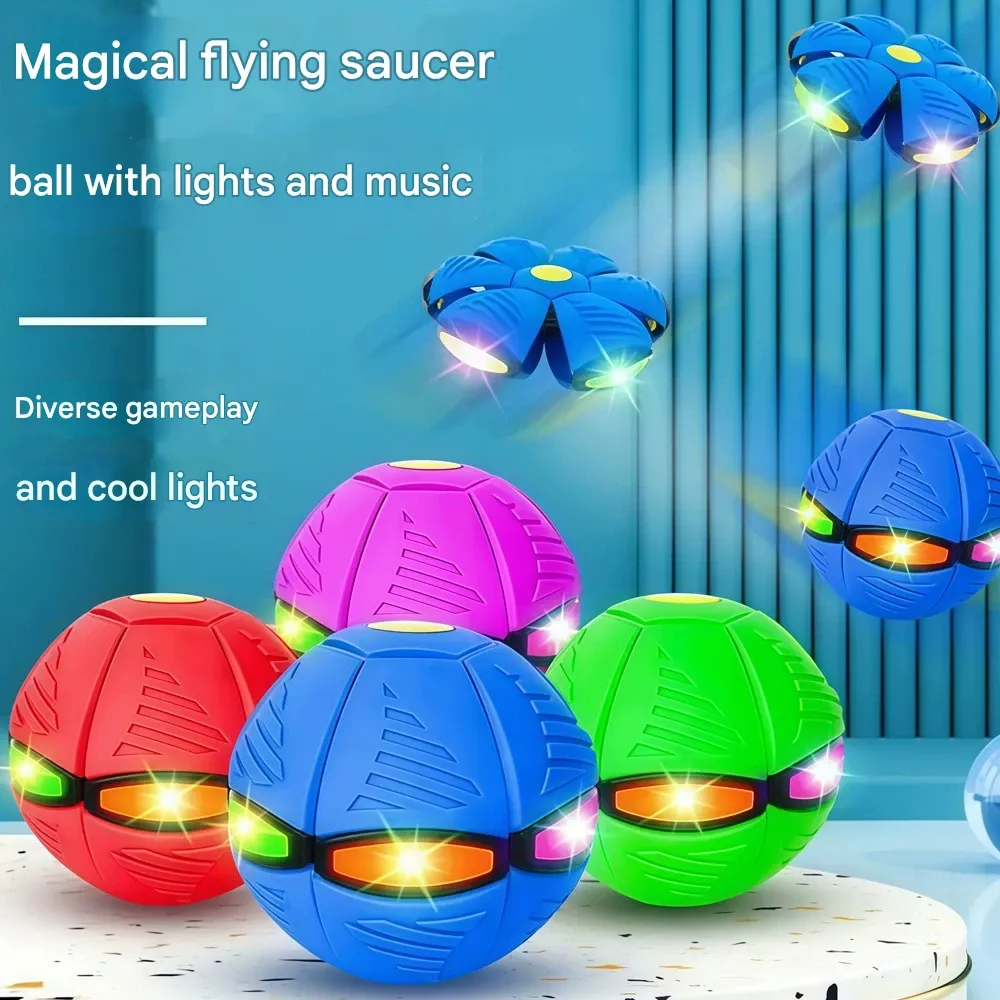 LED Glowing UFO Ball - Stomp-to-Transform & Bounce Ball, Outdoor Parent-Child Interactive Toy