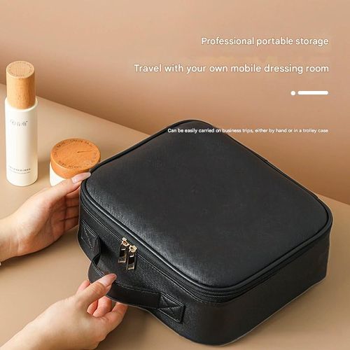 Travel Makeup Case with LED Mirror  Premium Large-Capacity Portable Makeup Organizer