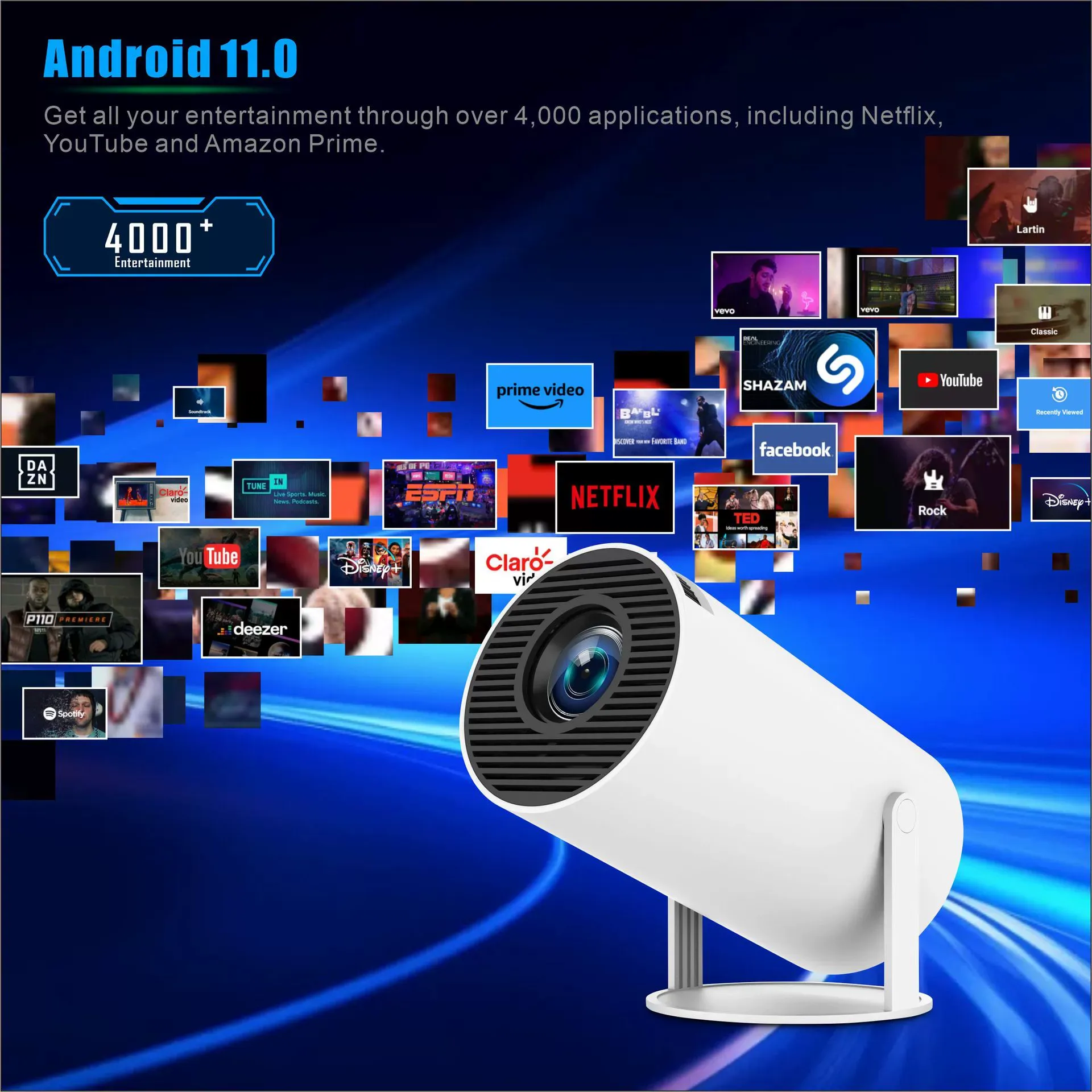 Pocket-Sized Home Theater! HY300Pro Mini Projector - 180° Barrel Projection + Auto Keystone  Perfect for Indoor & Outdoor Use