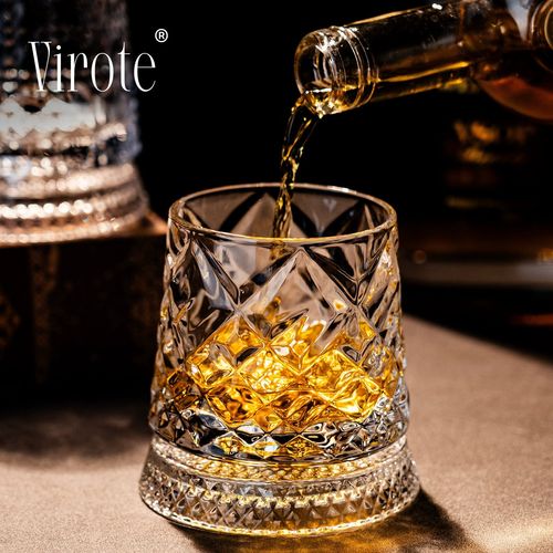 Creative Crystal Rotating Whiskey Glass  Household High-end Tumbler Beer Mug  Stress-Relief Liquor Glass