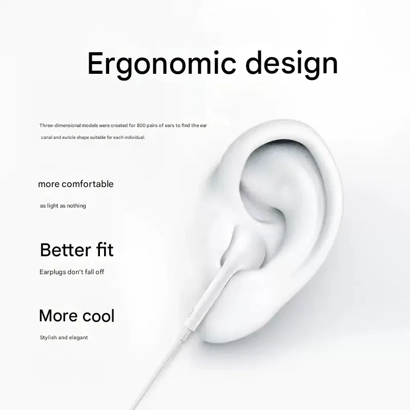 Compatible with Apple Huawei Type-C digital in-ear wired earphones, in-line control with microphone for mobile phones