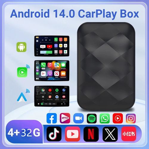 CarPlay Android Auto Adapter   4GB RAM + 32GB Storage, with Wireless CarPlay & Android Auto