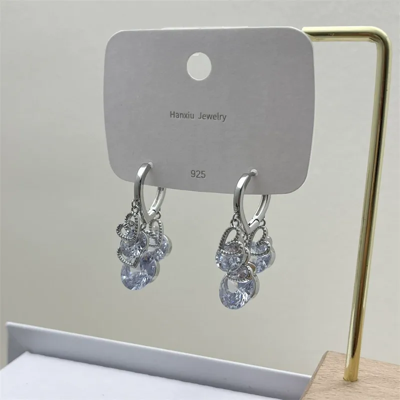 High-End Design Three Heart Zirconia Ear Cuffs | New Trendy Women's Earrings